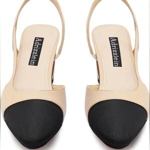 Chanel-like Mules Tan and Black Adrizzleim Size 8